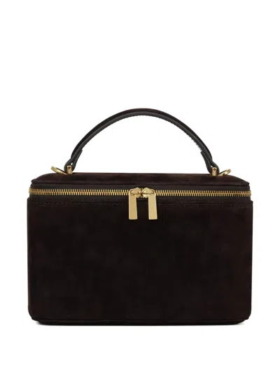 Potamy Zip Handle Suede Mini Bag In Black