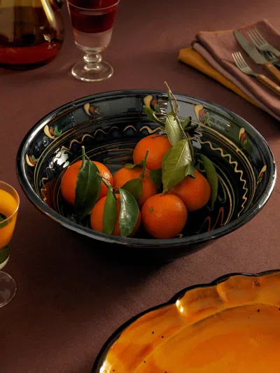 Poterie De Cliousclat Hand-painted Slipware Serving Bowl In Multi