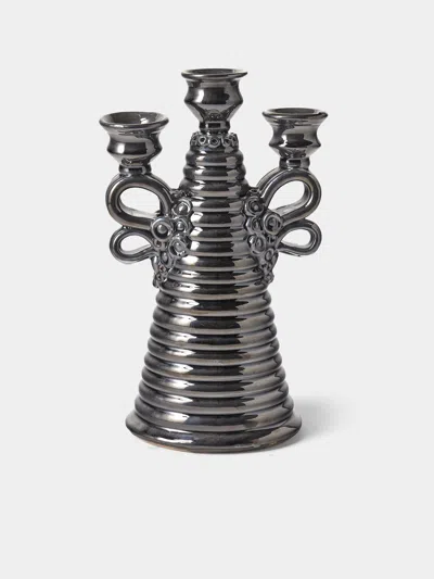 Poterie De Cliousclat Slipware Candelabra