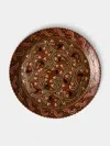 Poterie D’évires Poterie D'évires Birds Hand-painted Ceramic Large Platter In Brown