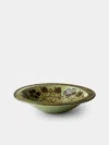 Poterie D’évires Poterie D'évires Birds Hand-painted Ceramic Serving Bowl In Green