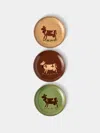 Poterie D’évires Poterie D'évires Cows Hand-painted Ceramic Plates - 8in/20cm (set Of 3) In Multi