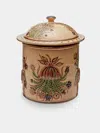 Poterie D’évires Poterie D'évires Flowers Hand-painted Ceramic Giant Lidded Pot In Multi