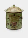 Poterie D’évires Poterie D'évires Flowers Hand-painted Ceramic Giant Lidded Pot In Multi