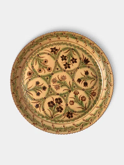 Poterie D’évires Poterie D'évires Flowers Hand-painted Ceramic Giant Platter In Multi
