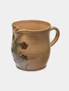 Poterie D’évires Poterie D'évires Flowers Hand-painted Ceramic Jug (34oz/1l) In Brown