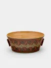 Poterie D’évires Poterie D'évires Flowers Hand-painted Ceramic Large Handled Serving Bowl In Red