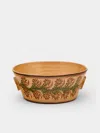 Poterie D’évires Poterie D'évires Flowers Hand-painted Ceramic Large Handled Serving Bowl In Multi