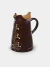 Poterie D’évires Poterie D'évires Flowers Hand-painted Ceramic Large Milk Jug In Brown