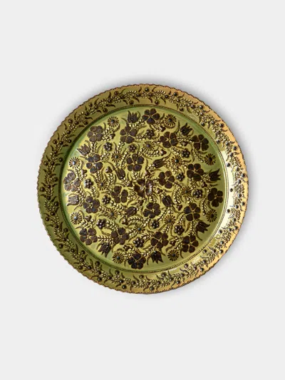 Poterie D’évires Poterie D'évires Flowers Hand-painted Ceramic Large Round Platter In Multi