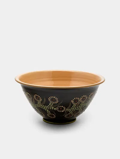 Poterie D’évires Poterie D'évires Flowers Hand-painted Ceramic Large Serving Bowl