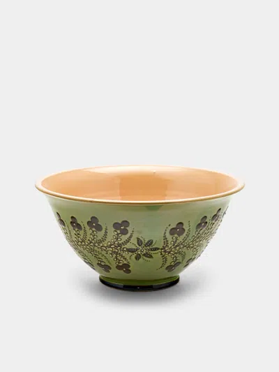 Poterie D’évires Poterie D'évires Flowers Hand-painted Ceramic Large Serving Bowl