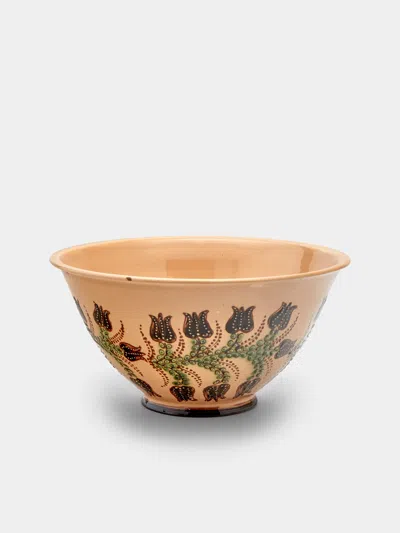 Poterie D’évires Poterie D'évires Flowers Hand-painted Ceramic Large Serving Bowl