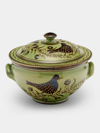 Poterie D’évires Poterie D'évires Flowers Hand-painted Ceramic Lidded Vegetable Dish