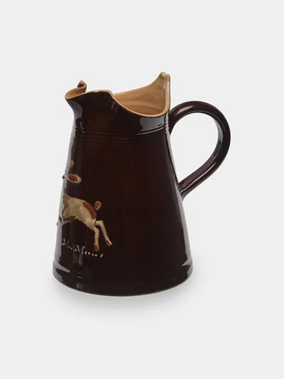 Poterie D’évires Poterie D'évires Flowers Hand-painted Ceramic Milk Jug In Multi