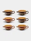 Poterie D’évires Poterie D'évires Flowers Hand-painted Ceramic Mini Soup Bowls (set Of 6) In Multi