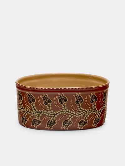 Poterie D’évires Poterie D'évires Flowers Hand-painted Ceramic Oval Serving Dish