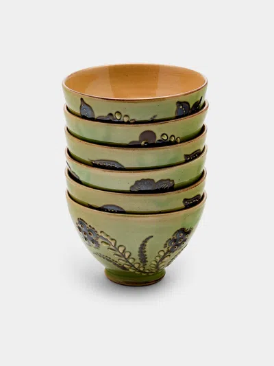 Poterie D’évires Poterie D'évires Flowers Hand-painted Ceramic Petit Bowls (set Of 6)
