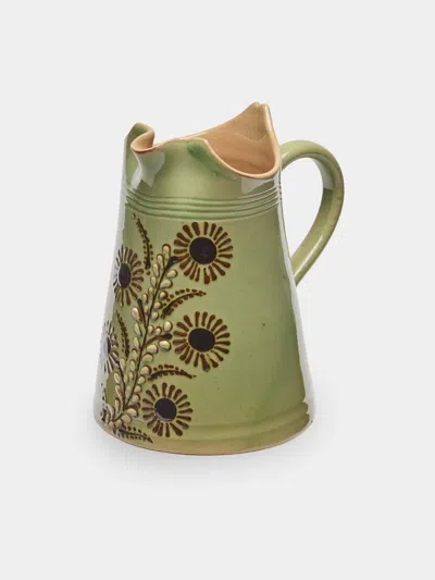 Poterie D’évires Poterie D'évires Flowers Hand-painted Ceramic Petite Milk Jug In Multi