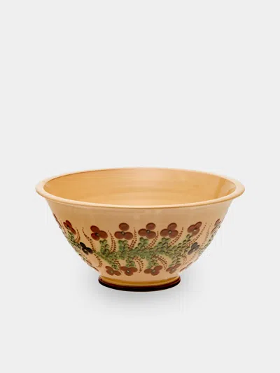 Poterie D’évires Poterie D'évires Flowers Hand-painted Ceramic Petite Salad Bowl In Multi