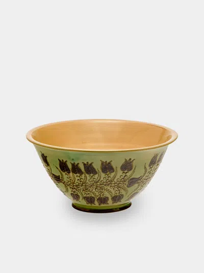 Poterie D’évires Poterie D'évires Flowers Hand-painted Ceramic Petite Salad Bowl In Multi