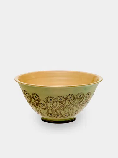 Poterie D’évires Poterie D'évires Flowers Hand-painted Ceramic Petite Salad Bowl In Multi