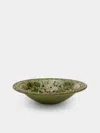 Poterie D’évires Poterie D'évires Flowers Hand-painted Ceramic Serving Bowl In Green