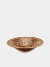 Poterie D’évires Poterie D'évires Flowers Hand-painted Ceramic Serving Bowl In Brown