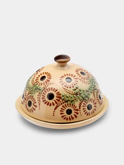 Poterie D’évires Poterie D'évires Flowers Hand-painted Ceramic Small Butter Dish