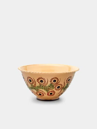 Poterie D’évires Poterie D'évires Flowers Hand-painted Ceramic Small Fluted Serving Bowl
