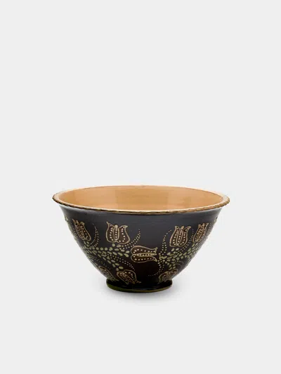 Poterie D’évires Poterie D'évires Flowers Hand-painted Ceramic Small Fluted Serving Bowl
