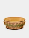 Poterie D’évires Poterie D'évires Flowers Hand-painted Ceramic Small Handled Serving Bowl In Multi