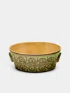 Poterie D’évires Poterie D'évires Flowers Hand-painted Ceramic Small Handled Serving Bowl In Multi