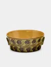 Poterie D’évires Poterie D'évires Flowers Hand-painted Ceramic Small Handled Serving Bowl In Multi