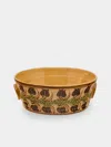 Poterie D’évires Poterie D'évires Flowers Hand-painted Ceramic Small Handled Serving Bowl In Multi