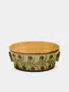 Poterie D’évires Poterie D'évires Flowers Hand-painted Ceramic Small Handled Serving Bowl In Multi