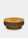 Poterie D’évires Poterie D'évires Flowers Hand-painted Ceramic Small Handled Serving Bowl In Multi