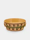 Poterie D’évires Poterie D'évires Flowers Hand-painted Ceramic Small Handled Serving Bowl In Multi