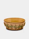 Poterie D’évires Poterie D'évires Flowers Hand-painted Ceramic Small Handled Serving Bowl In Multi