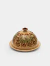 Poterie D’évires Poterie D'évires Flowers Hand-painted Ceramic Small Lidded Butter Dish In Multi
