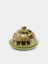Poterie D’évires Poterie D'évires Flowers Hand-painted Ceramic Small Lidded Butter Dish In Multi
