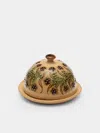 Poterie D’évires Poterie D'évires Flowers Hand-painted Ceramic Small Lidded Butter Dish In Multi