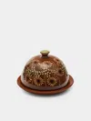 Poterie D’évires Poterie D'évires Flowers Hand-painted Ceramic Small Lidded Butter Dish In Multi