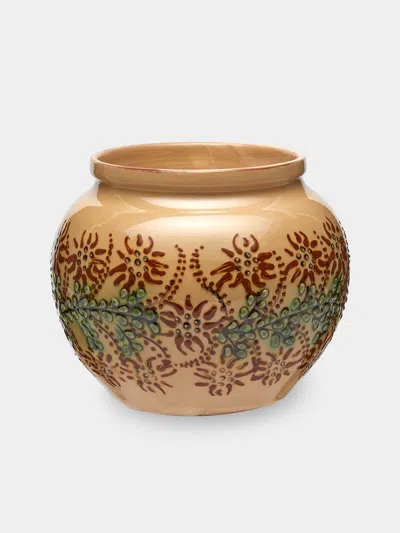 Poterie D’évires Poterie D'évires Flowers Hand-painted Ceramic Vase (5in/13cm) In Multi