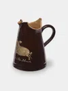 Poterie D’évires Poterie D'évires Pigs Hand-painted Ceramic Petite Milk Jug In Brown