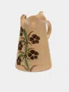 Poterie D’évires Poterie D'évires Rabbits Hand-painted Ceramic Large Milk Jug In Brown
