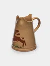 Poterie D’évires Poterie D'évires Rabbits Hand-painted Ceramic Petite Milk Jug In Brown
