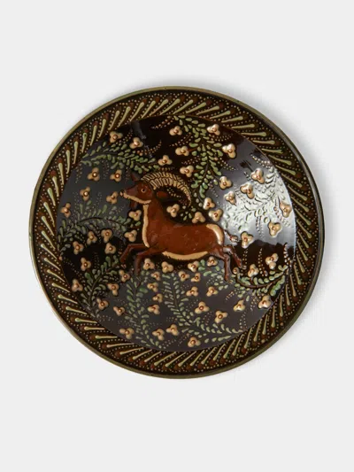 Poterie D’évires Poterie D'évires Rams Hand-painted Ceramic Small Serving Bowl In Black