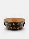 Poterie D’évires Poterie D'évires Strawberries Hand-painted Ceramic Large Handled Serving Bowl In Multi