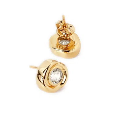 Potoska Women's Carlo Flower Stud Earrings In Gold And Crystals